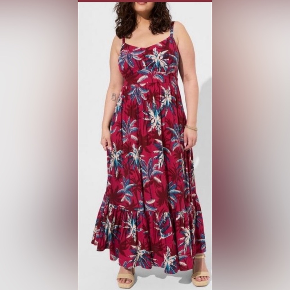 Torrid Red and Blue Floral Maxi Dress size 1